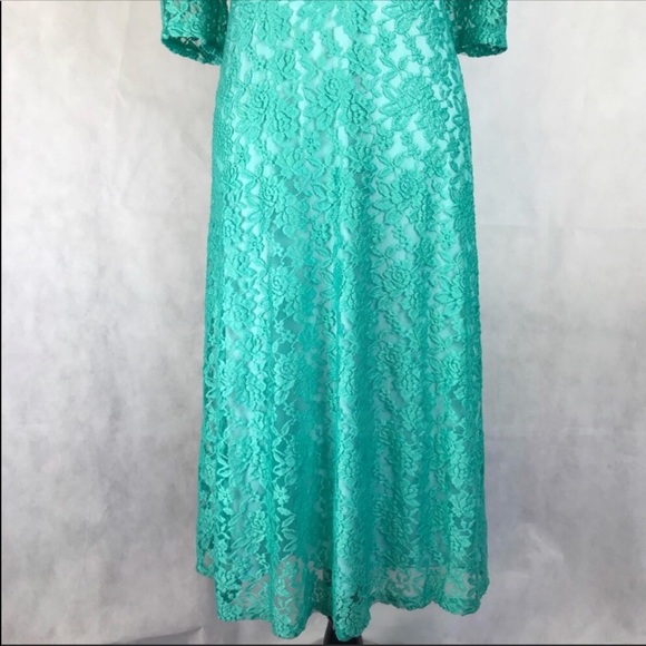 Sangria 3/4 Sleeve Aqua Lace Dress NWT - Picture 4 of 8